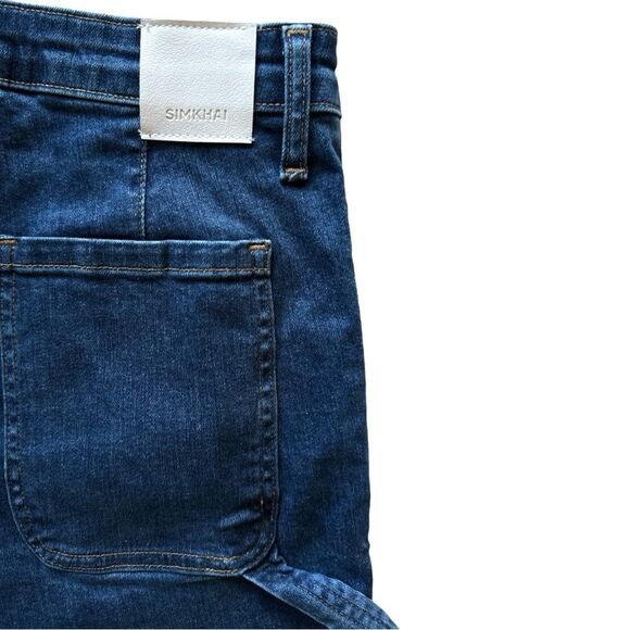 NWT SIMKHAI River Cargo Dark Wash Denim Blue Jeans Size 28 - Picture 6 of 10